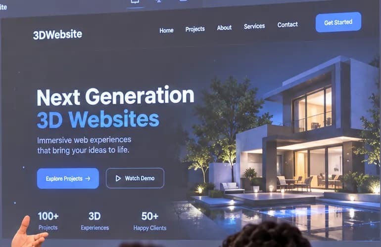 Creative real-estate landing page with 3D house